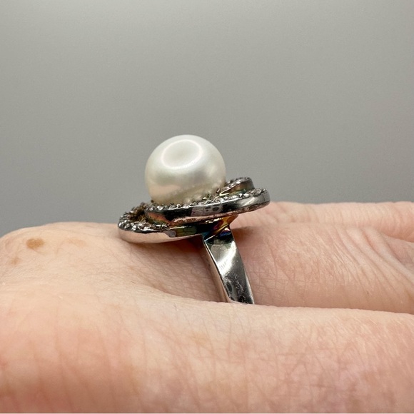 STERLING SILVER 925 Joseph Esposito Pearl and CZ Vintage Ring Size 7 - Picture 5 of 11